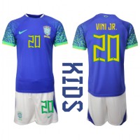 Fotballdrakt Barn Brasil Vinicius Junior #20 Bortedraktsett VM 2022 Kortermet (+ Korte bukser)